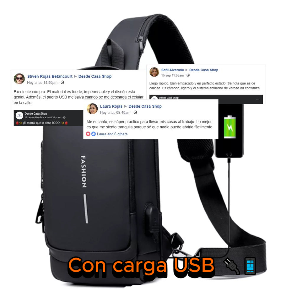 🛡️ MORRAL CON SISTEMA DE SEGURIDAD TIPO PECHERA VERSIÓN 2.0  + ENVIO GRATIS