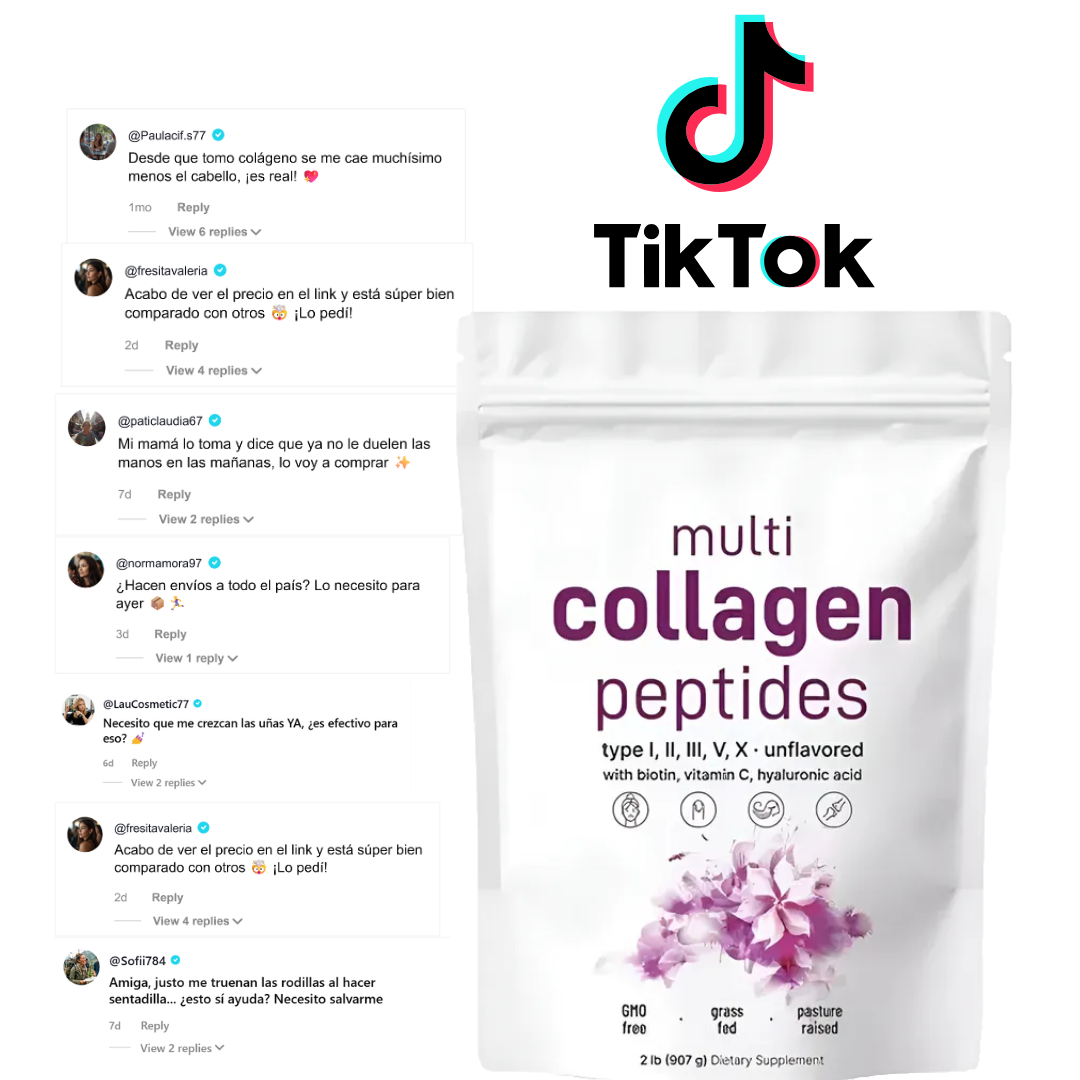 Dile adiós al cabello, piel y uñas muertas con el MULTI COLLAGEN PEPTIDES 5 EN 1 ⭐