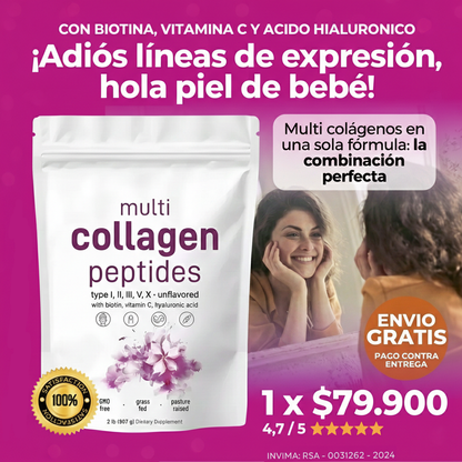 Dile adiós al cabello, piel y uñas muertas con el MULTI COLLAGEN PEPTIDES 5 EN 1 ⭐